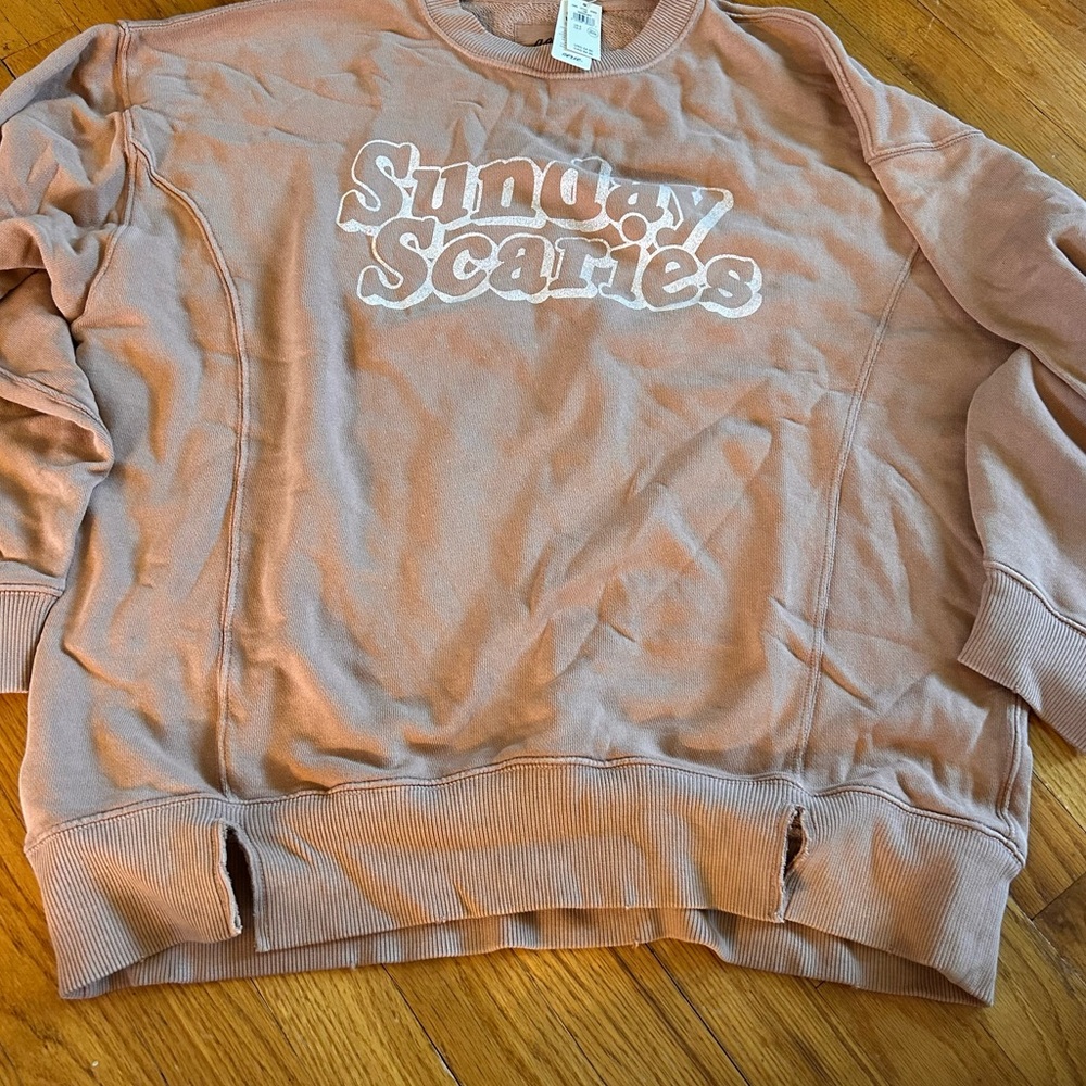 Aerie Sunday Graphic Sweatshirt in Light Brown Size Small NWT